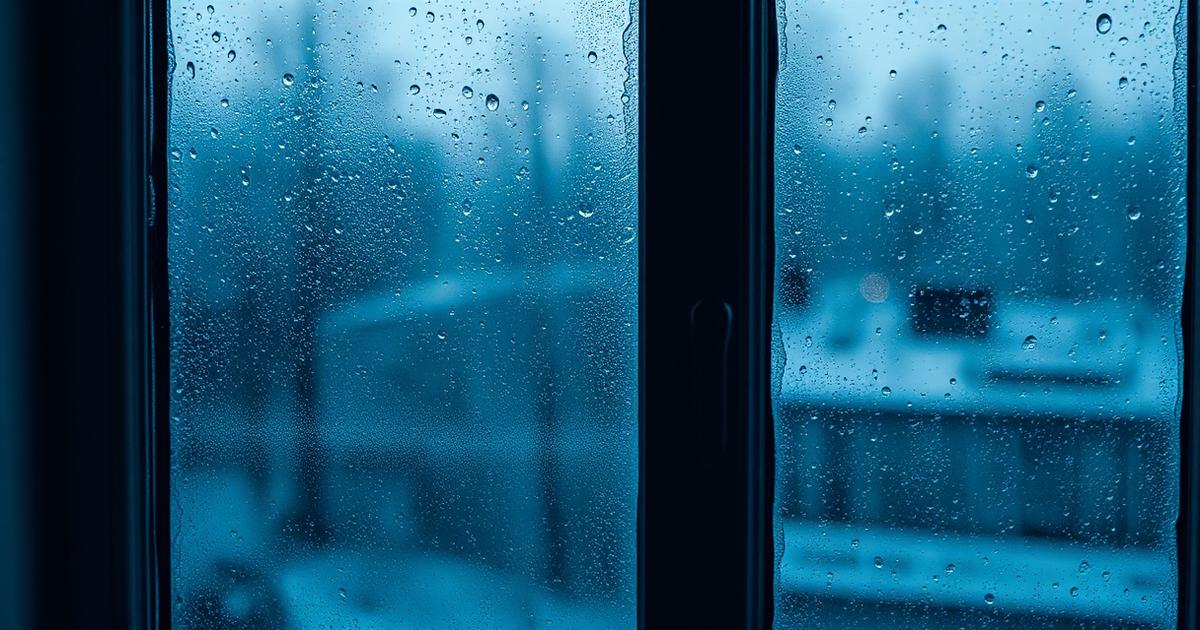 Kondensaadist kaetud aknaklaas külmal hommikul Eesti korteris