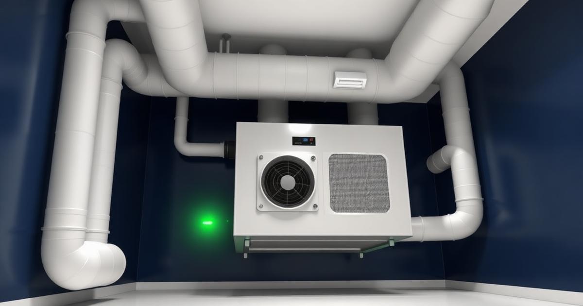 Soojustagastusega ventilatsiooniseade koos isoleeritud kanalitega puhtas tehnoruumis